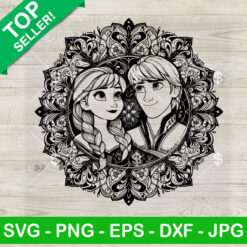 Mandala Zentangle Anna Princess SVG, Anna Frozen SVG, Disney Mandala Princess SVG PNG DXF