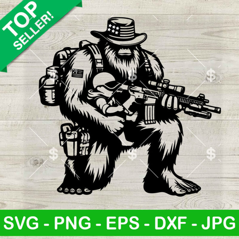 Bigfoot And Baby American USA Flag SVG, Bigfoot Military SVG, Bigfoot 4th of July SVG PNG DXF EPS Design
