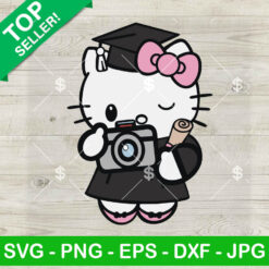 Cute Hello Kitty Graduation SVG, Kitty Last Day Of School SVG, Hello Kitty Take Photo SVG PNG DXF EPS
