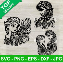 Elsa Anna Frozen Mandal SVG Bundle