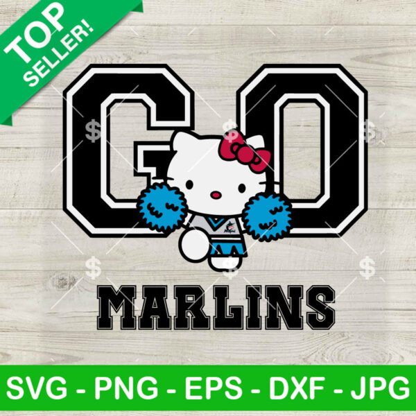 Hello Kitty Cheerleader Go Marlins SVG, Hello Kitty Baseball Team SVG, Kawaii MLB Team SVG PNG DXF EPS