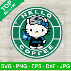 Hello Kitty Coffee Carolina Panthers Football SVG, Panthers NFL Kitty Coffee Logo SVG, Kawaii Panthers SVG PNG DXF EPS