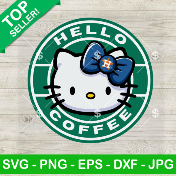 Hello Kitty Coffee Houston Astros Baseball SVG, Hello Kitty Baseball Coffee SVG, Houston Astros MLB SVG PNG DXF EPS