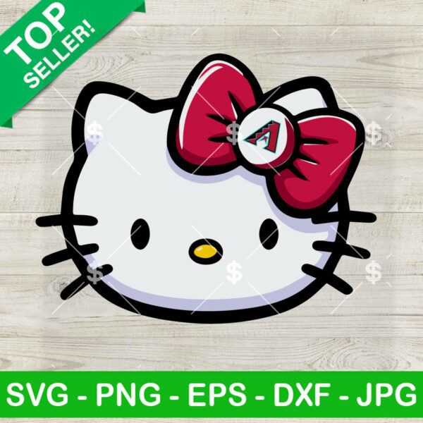 Hello Kitty Face Arizona Diamondbacks SVG, Arizona Diamondbacks Baseball SVG, Cute Kawaii Kitty SVG PNG DXF EPS