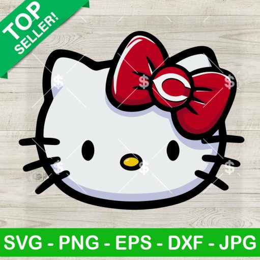 Hello Kitty Face Cincinnati Reds SVG