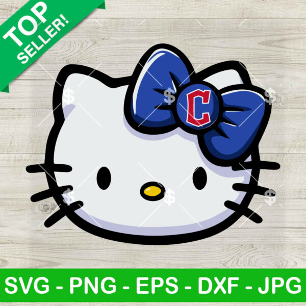 Hello Kitty Face Cleveland Guardians SVG, Kitty Guardians Team SVG, Kawaii MLB Logo SVG PNG DXF EPS