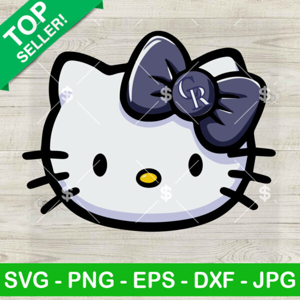 Hello Kitty Face Colorado Rockies MLB SVG, Colorado Rockies Baseball Team SVG, Cute Kawaii MLB Logo SVG PNG DXF EPS
