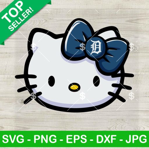 Hello Kitty Face Detroit Tigers Baseball Svg