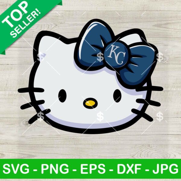 Hello Kitty Face Kansas City Royals Baseball SVG, KC Royals Baseball SVG, Cute Kawaii MLB Logo SVG PNG DXF EPS