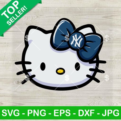 Hello Kitty Face New York Yankees Baseball SVG