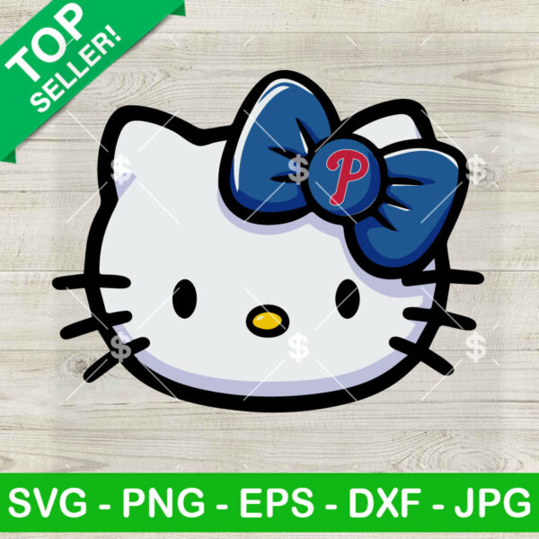 Hello Kitty Face Philadelphia Phillies SVG, Philadelphia Phillies Baseball SVG, Kitty Baseball Logo SVG PNG DXF EPS