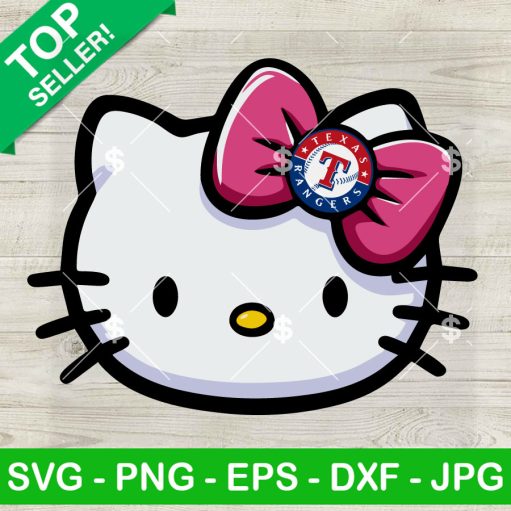 Hello Kitty Face Texas Rangers Baseball Svg