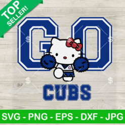 Hello Kitty Go Cubs SVG, Chicago Cubs MLB Team SVG, Kawaii Kitty Cheerleader SVG PNG DXF EPS