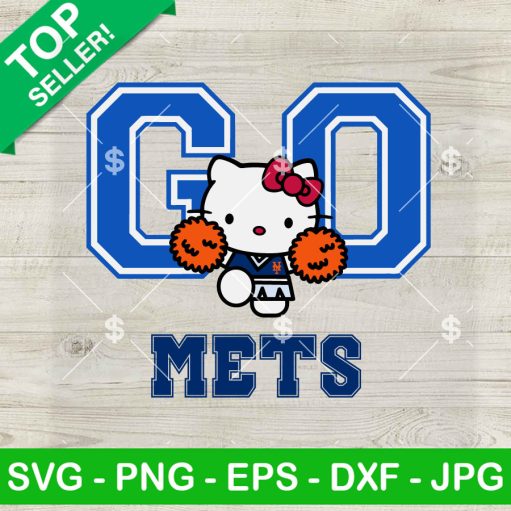 Hello Kitty Go NY Mets Baseball Cheerleader SVG