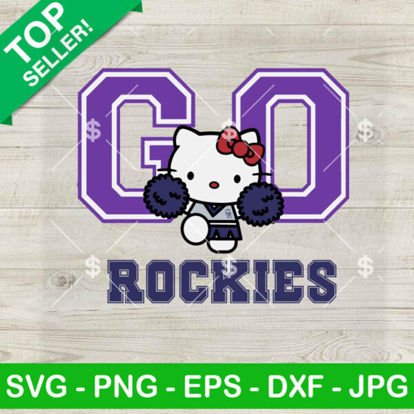 Hello Kitty Go Rockies Baseball SVG, Colorado Rockies Kitty Cheerleader SVG, Kawaii Kitty MLB SVG PNG DXF EPS