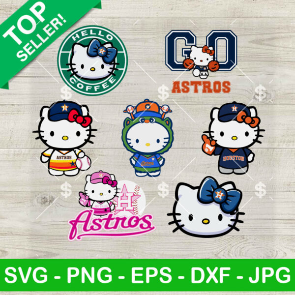 Hello Kitty Houston Astros Baseball SVG Bundle, Hello Kitty Coffee SVG, Astros MLB SVG PNG DXF EPS