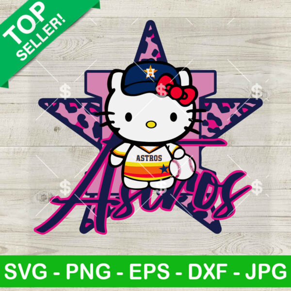 Hello Kitty Houston Astros Leopard Logo SVG, Pink Astros Star Logo SVG, Astros Kitty MLB SVG PNG DXF EPS