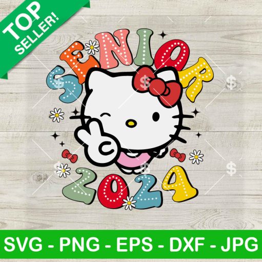 Hello Kitty Peace Sign Senior 2024 Svg