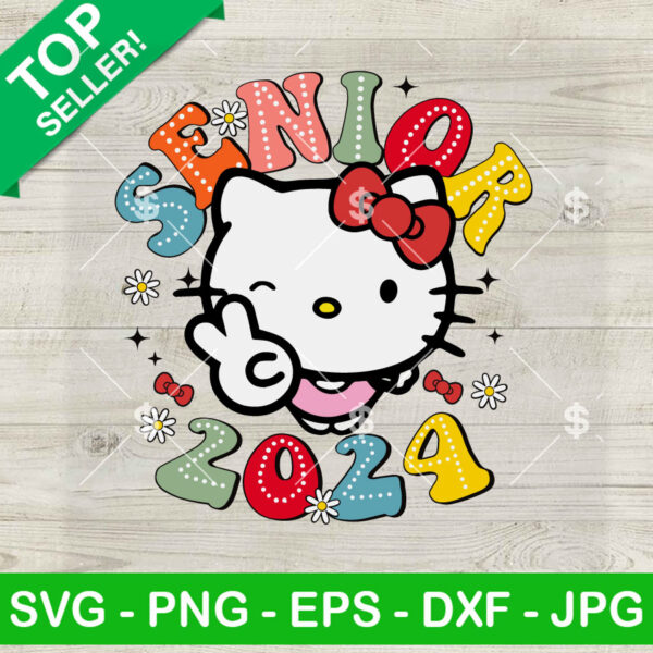Hello Kitty Peace Sign Senior 2024 SVG