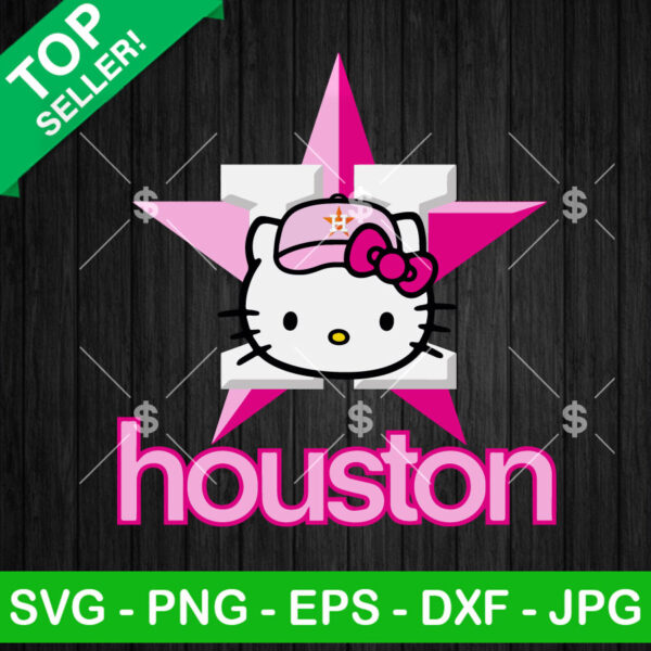 Hello Kitty Pink Houston Astros Baseball SVG, Kitty Pink Astros MLB SVG, Hello Kitty Astros Logo SVG PNG DXF EPS