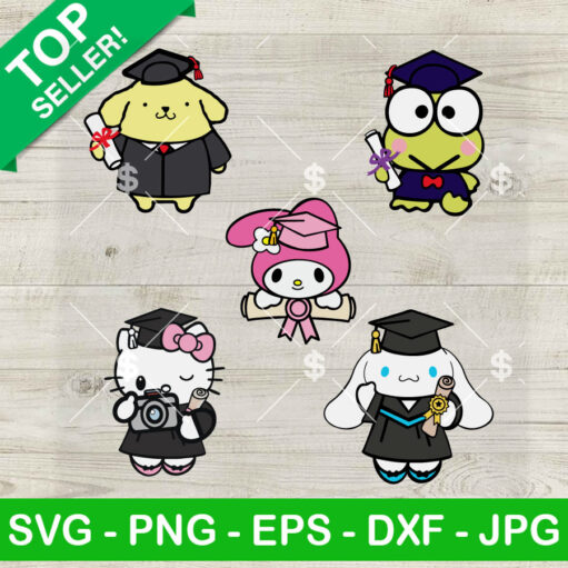 Hello Kitty Sanrio Friends Graduation Cap Svg Bundle