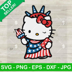 Hello Kitty Statue Of Liberty SVG, Patriotic Hello Kitty SVG, Kawaii Kitty American Flag SVG PNG Cut file cricut