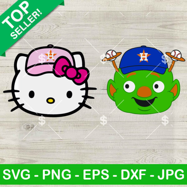 Hello Kitty And Houston Astros Orbit SVG, Orbit Mascot MLB SVG, Hello Kitty Astros Face Logo SVG PNG DXF EPS