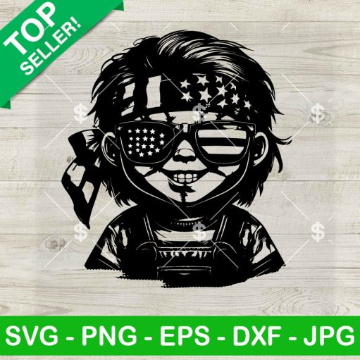 Chucky Horror American Flag Sunglasses Svg