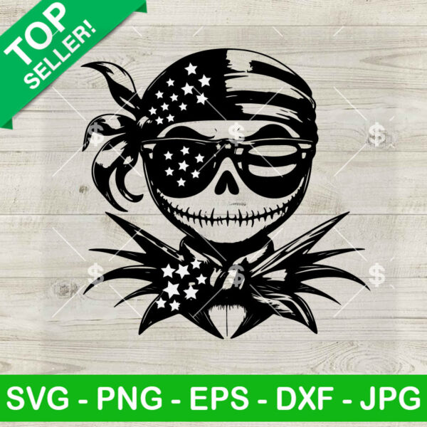 Jack Skellington US Flag Sunglasses SVG, Horror 4th Of July SVG, Jack Skellington SVG PNG DXF