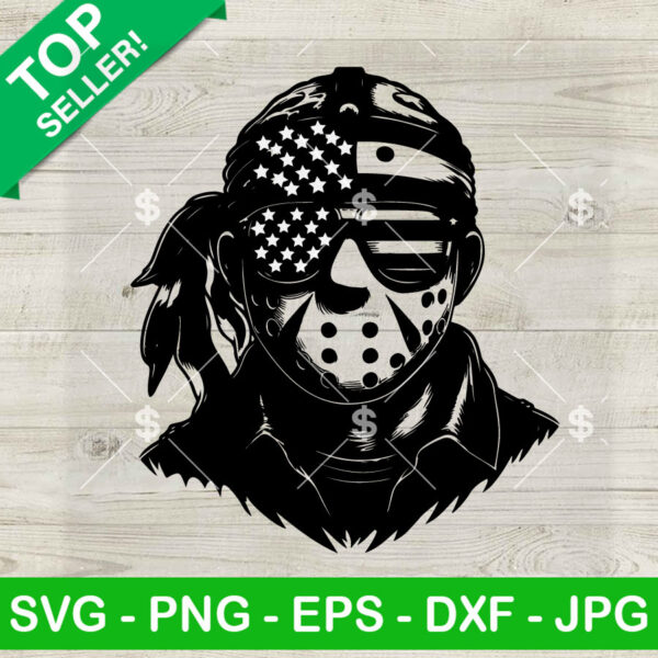 Jason Voorhees US Flag Sunglasses SVG, Horror 4th Of July SVG, Jason Voorhees Independence Day SVG PNG DXF