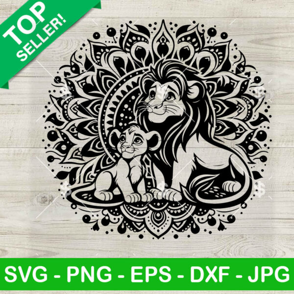 Mandala Zentangle Lion King SVG, Mandala Simba SVG, Disney Zentangle SVG PNG DXF