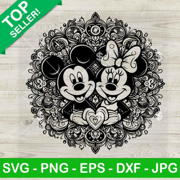 Mickey Minnie Mandala SVG, Mandala Simba SVG, Disney Zentangle SVG PNG DXF