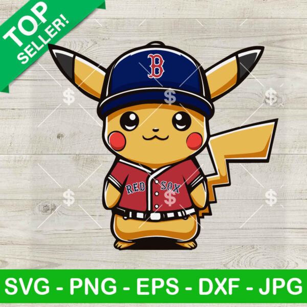 Pikachu Boston Red Sox Baseball SVG, Pikachu Baseball MLB SVG, Boston Red Sox SVG PNG Cut file cricut