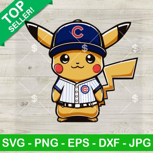 Pikachu Chicago Cubs Baseball SVG