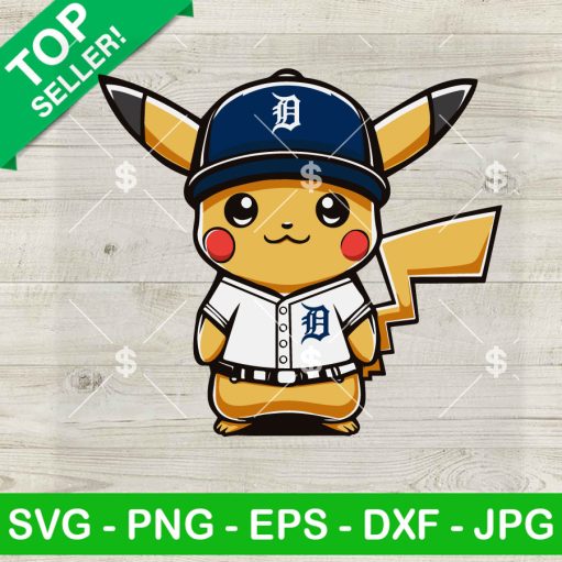 Pikachu Detroit Tigers Baseball Team Svg