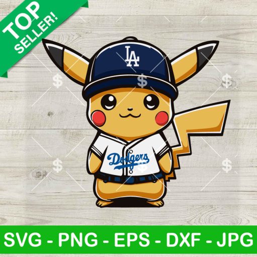 Pikachu Los Angeles Dodgers Baseball SVG