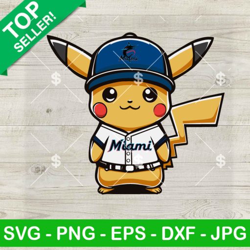 Pikachu Miami Marlins Baseball Fan SVG