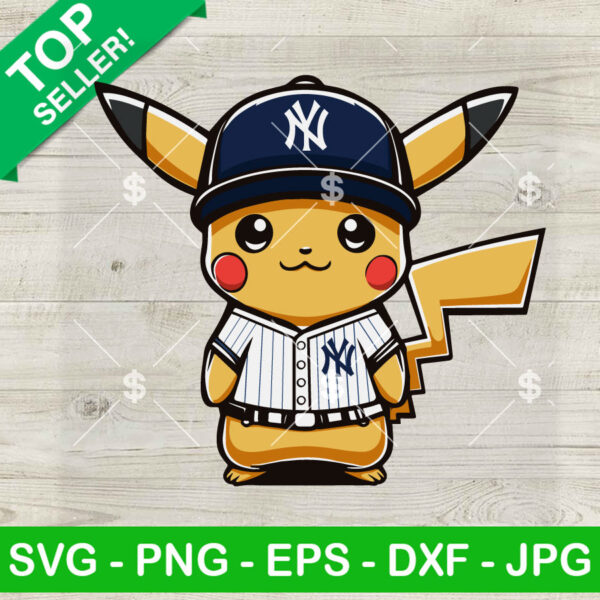 Pikachu NY Yankees Baseball SVG, Pikachu Baseball MLB SVG, Pikachu Fan NY Yankees SVG PNG Cut file cricut