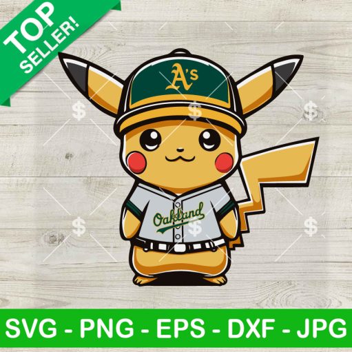 Pikachu Oakland Athletics Baseball Team SVG