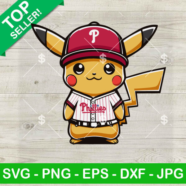 Pikachu Philadelphia Phillies Baseball MLB SVG, Pikachu Baseball MLB SVG, Pikachu Fan Phillies SVG PNG Cut file cricut