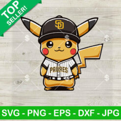 Pikachu San Diego Padres Baseball SVG, Pikachu Baseball MLB SVG, Pikachu Fan San Diego Padres SVG PNG Cut file cricut