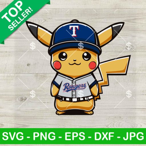 Pikachu Texas Rangers Baseball Fan Svg