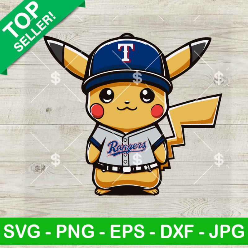 Pikachu Texas Rangers Baseball Fan SVG, Pikachu Baseball MLB SVG ...