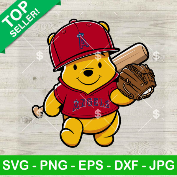Winnie The Pooh Los Angeles Angels MLB SVG