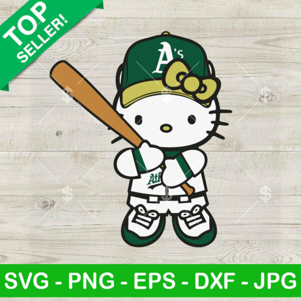 Hello Kitty Oakland Athletics SVG, Hello Kitty Baseball Team SVG, Oakland Athletics SVG PNG DXF