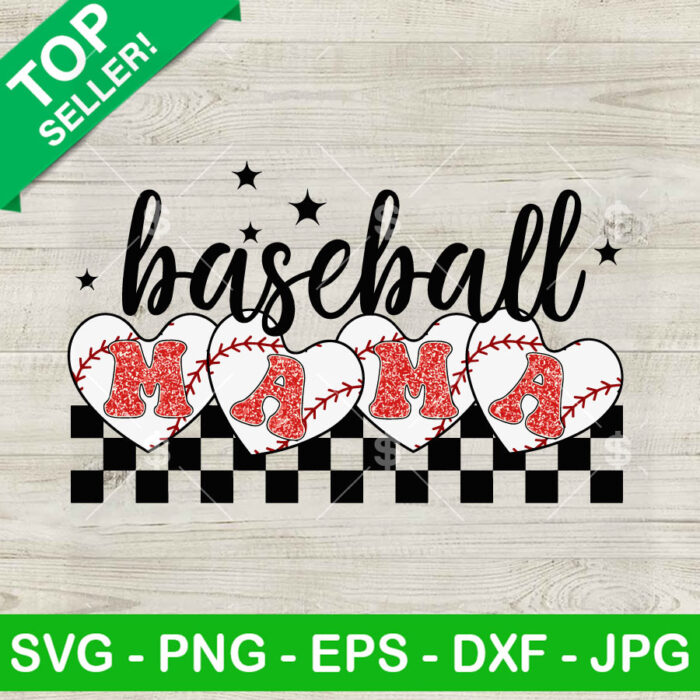 Baseball Mama Heart SVG, Baseball Mom SVG, Sport Mom Mother's Day SVG PNG DXF EPS Cricut