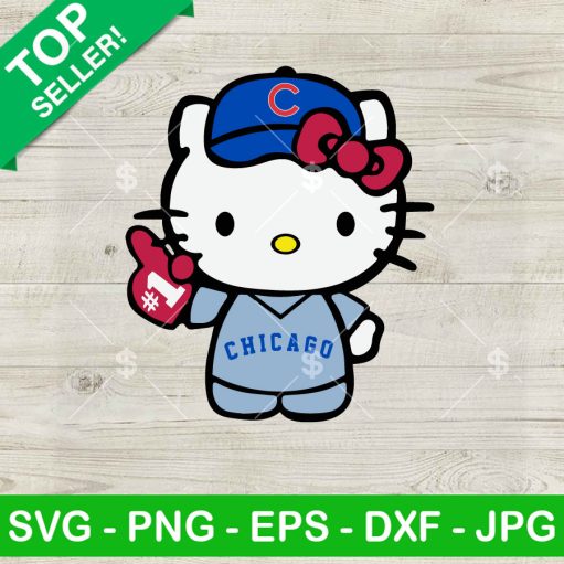 Hello Kitty Baseball Chicago Cubs Svg