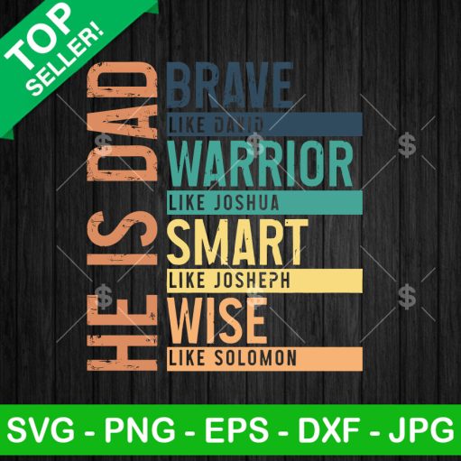 Vintage He Is Dad Brave Warrior Smart SVG