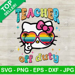 Hello Kitty Teacher Of Duty SVG, Teacher Sunglasses Beach Sunset SVG, Teacher Summer SVG PNG DXF EPS