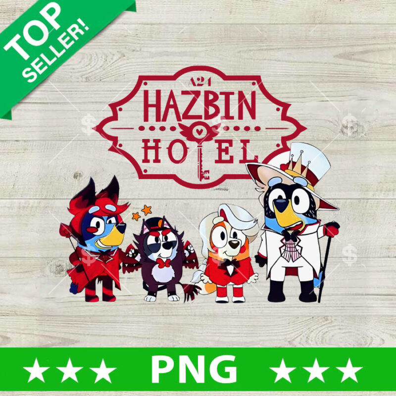 Funny Bluey Hazbin Hotel PNG, Bluey Halloween Sublimation transfer PNG, Bluey Family PNG Design